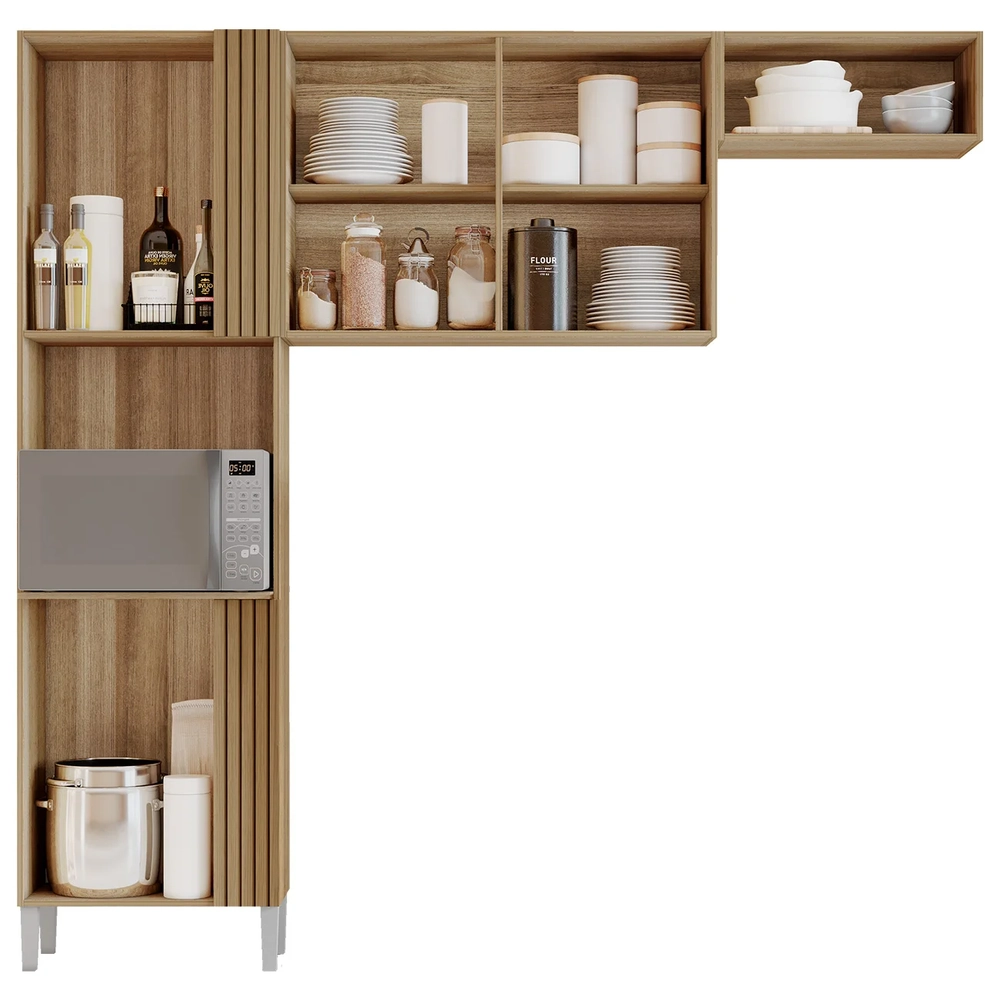 Armário de Cozinha Compacta 210cm Hanna Atacama/Off White A15 - Mpozenato