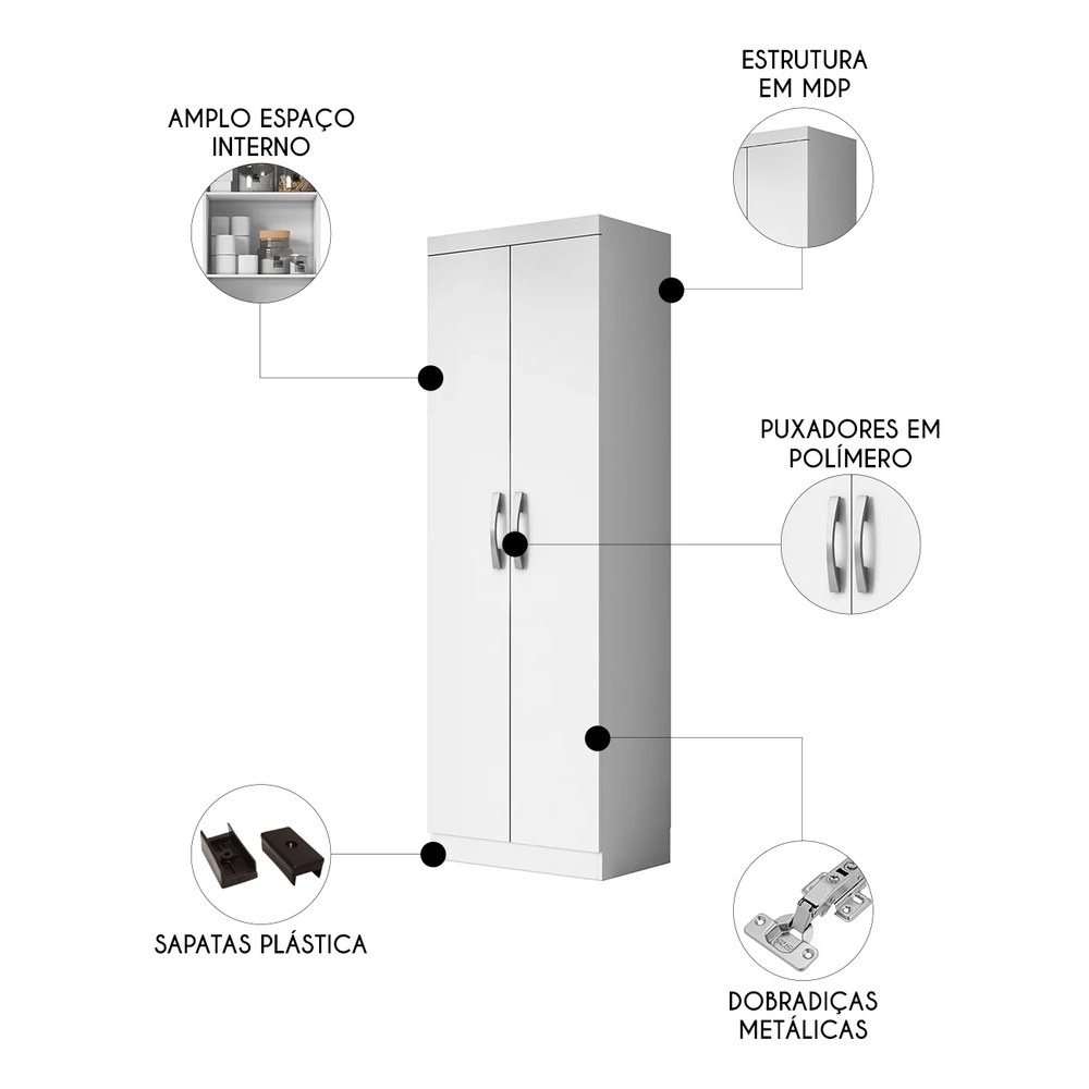 Armário Multiuso Lavanderia 52cm Aspasia Branco A15         - Mpozenato