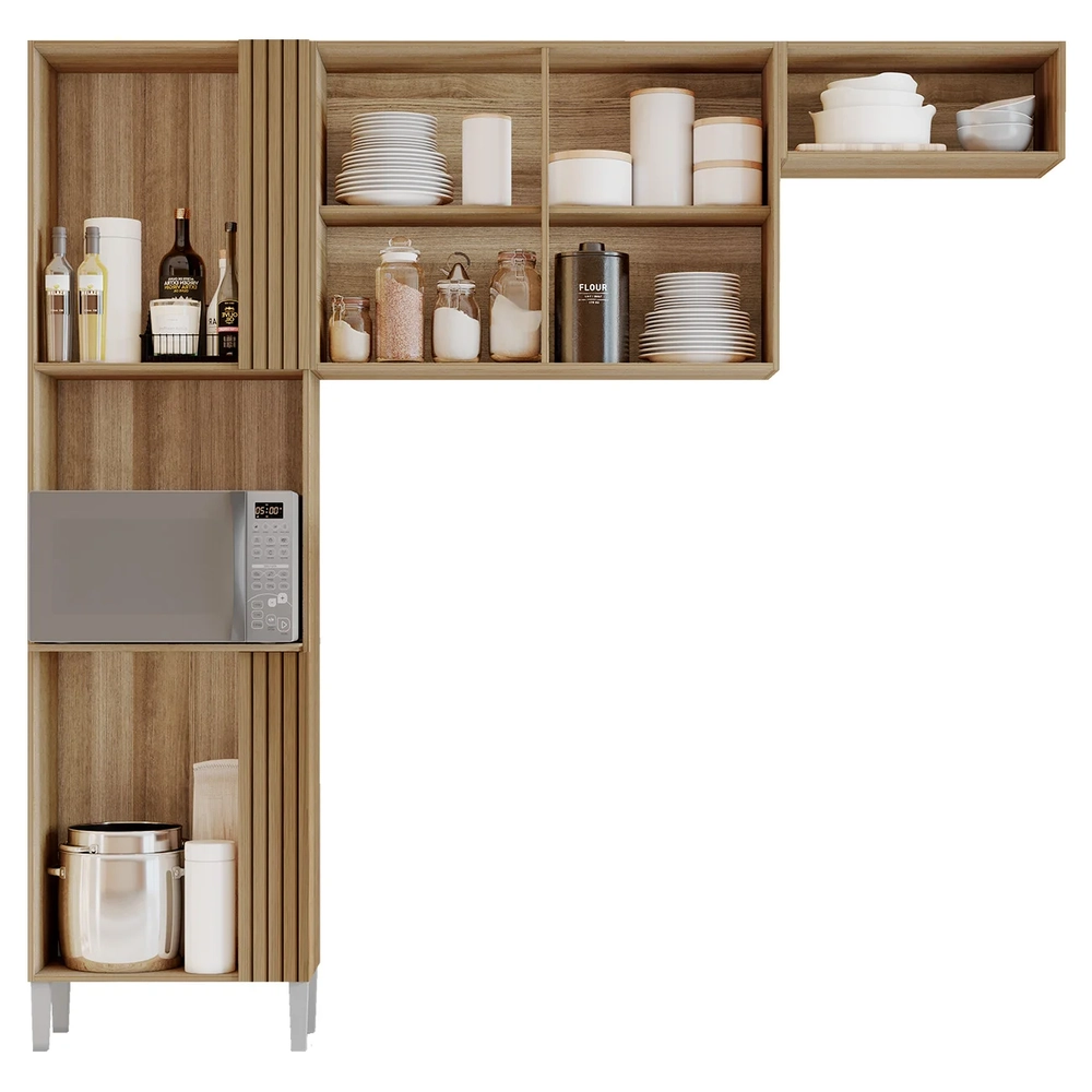 Armário de Cozinha Compacta 210cm Hanna Atacama/Grafite A15 - Mpozenato