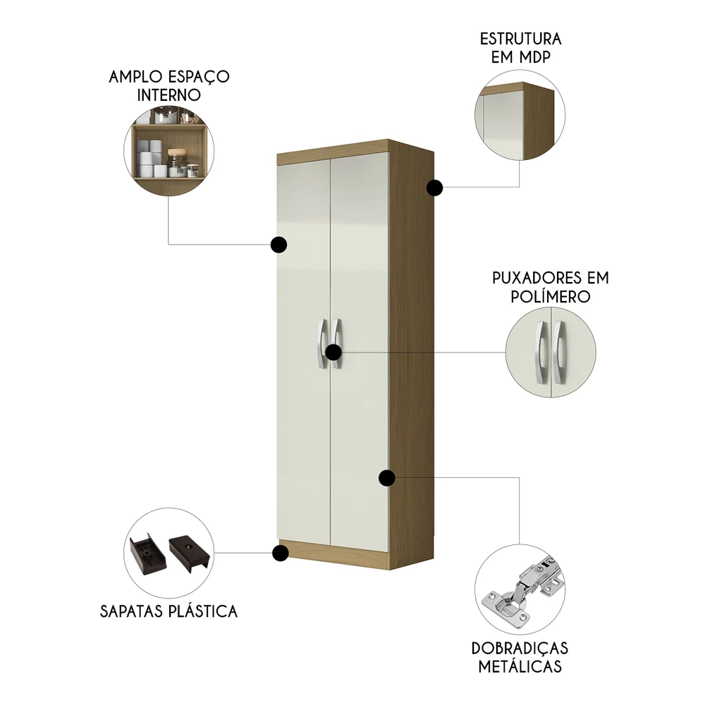 Armário Multiuso Lavanderia 52cm Aspasia Atacama/Off White A15 - Mpozenato
