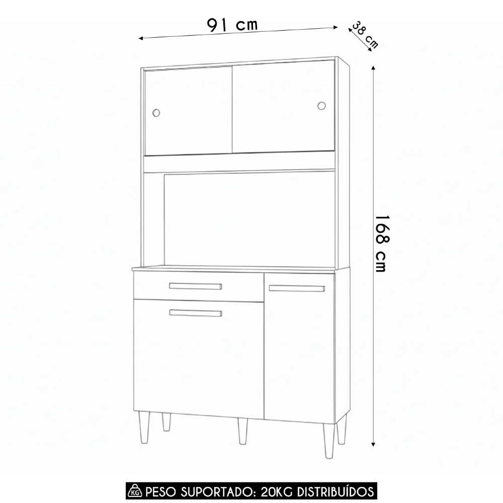 Cozinha Compacta 91cm Com Tampo Bayek Atacama/Grafite A15  - Mpozenato