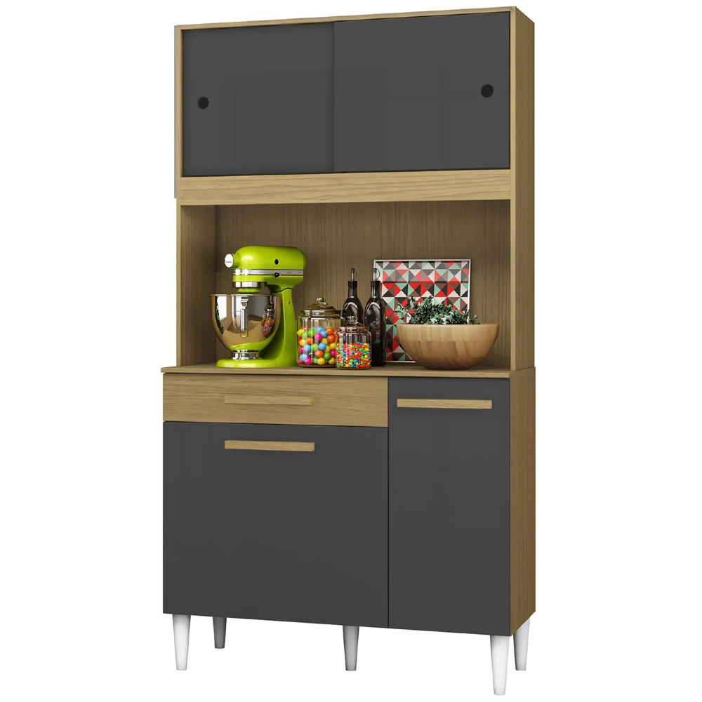 Cozinha Compacta 91cm Com Tampo Bayek Atacama/Grafite A15  - Mpozenato