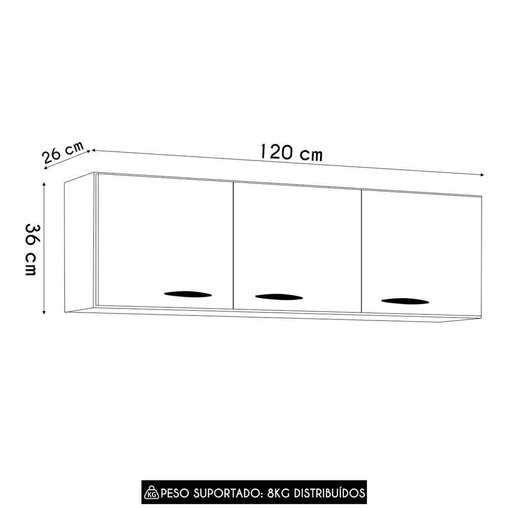 Armário de Cozinha Aéreo 120cm Classic Damasco/Off Z46 - Mpozenato