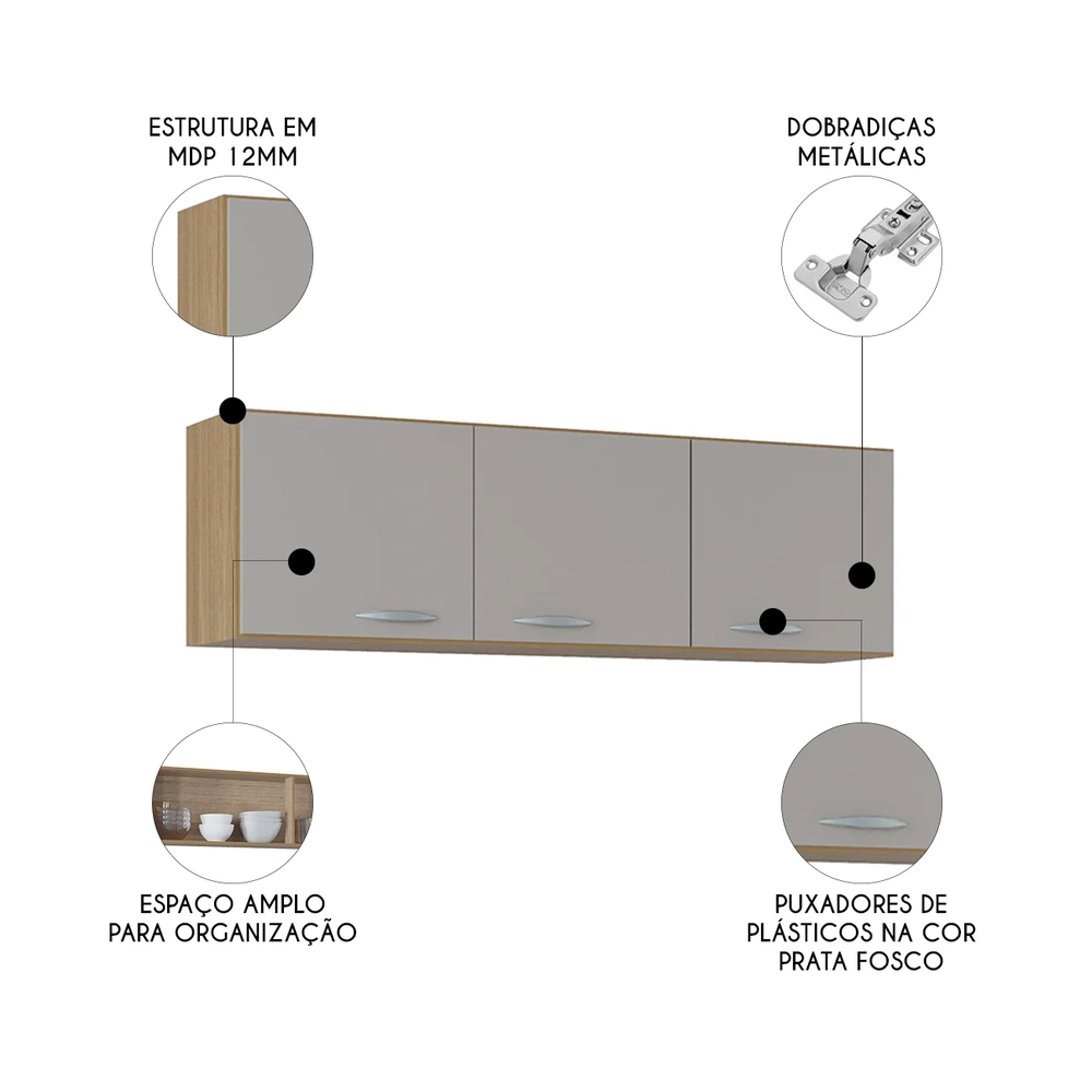 Armário de Cozinha Aéreo 120cm Classic Damasco/Off Z46 - Mpozenato