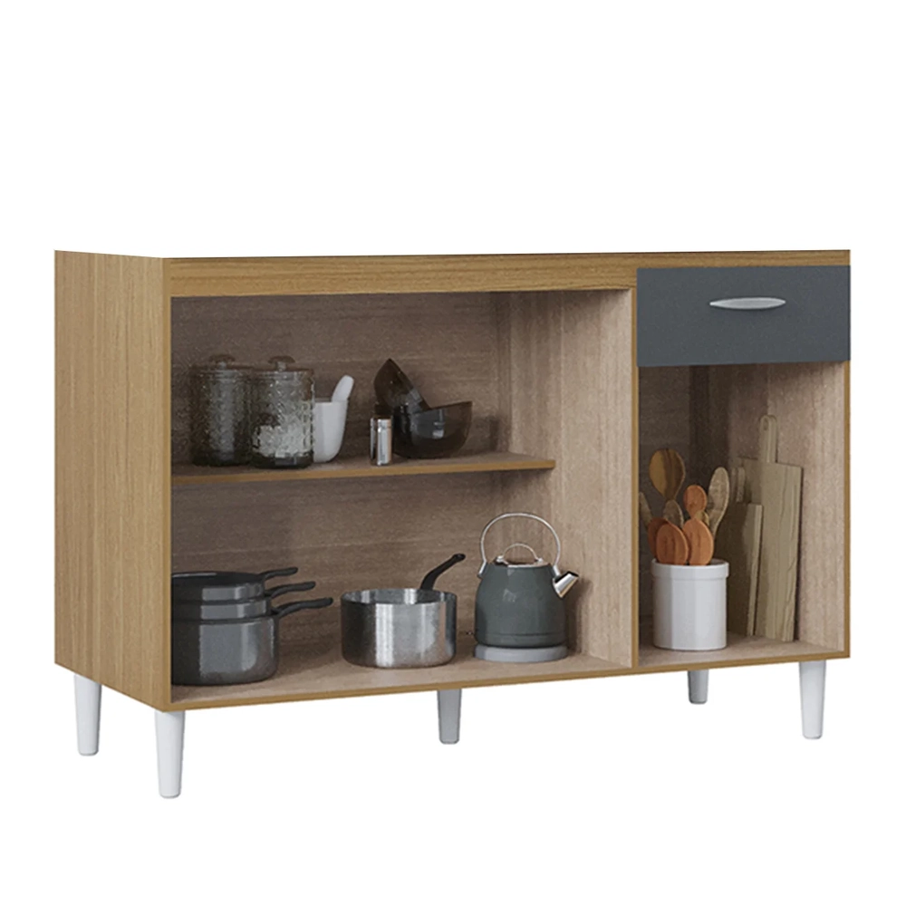 Balcão de Cozinha Para Pia 120cm Classic Damasco/Cinza Z46 - Mpozenato