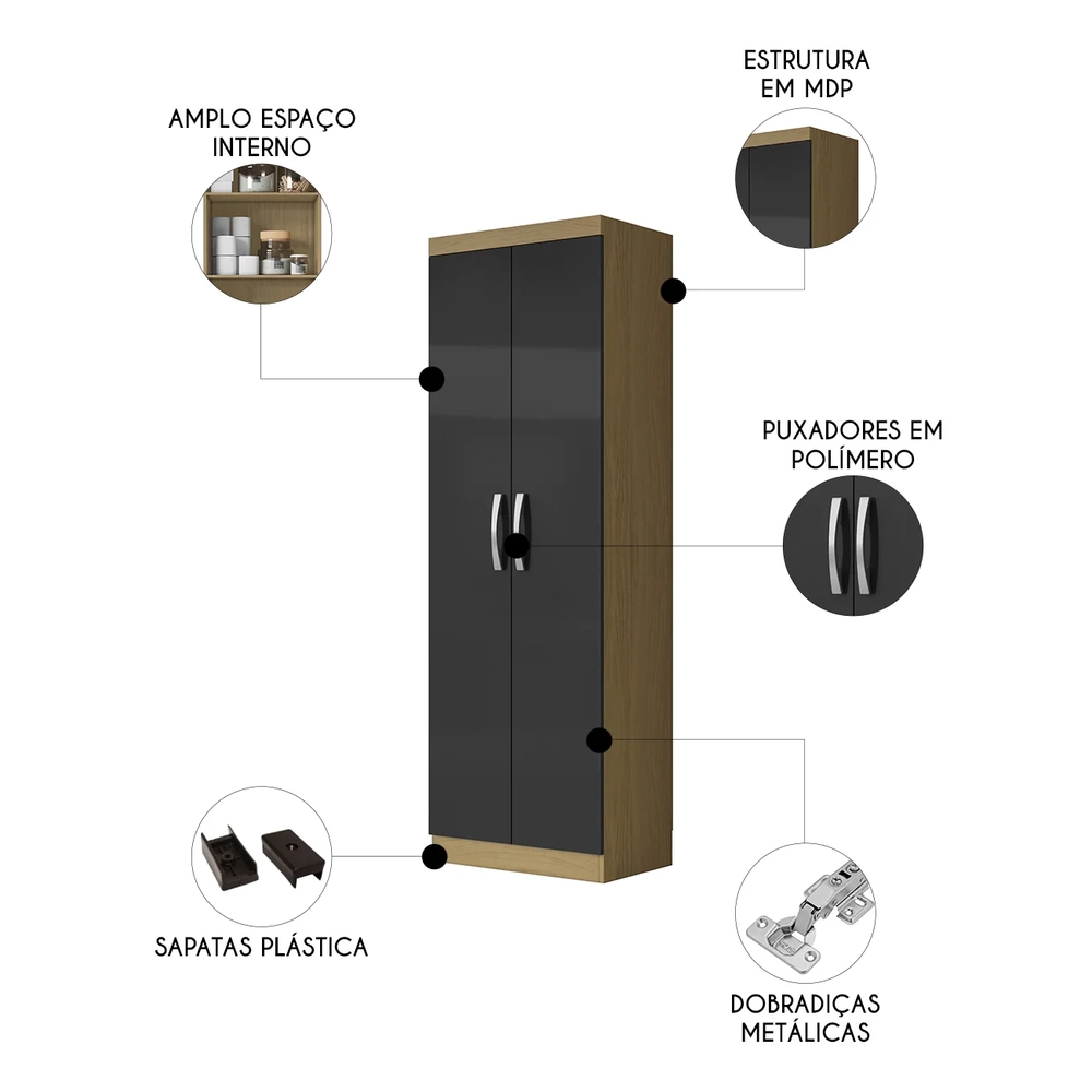 Armário Multiuso Lavanderia 52cm Aspasia Atacama/Grafite A15 - Mpozenato