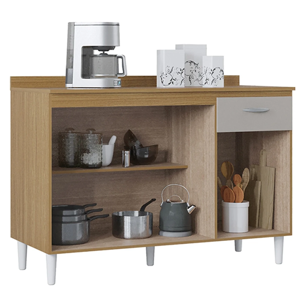 Balcão de Cozinha Com Tampo 120cm Classic Damasco/Off Z46 - Mpozenato