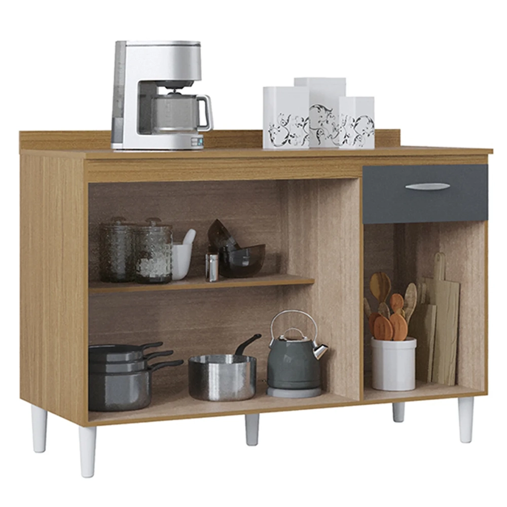 Balcão de Cozinha Com Tampo 120cm Classic Damasco/Cinza Z46 - Mpozenato