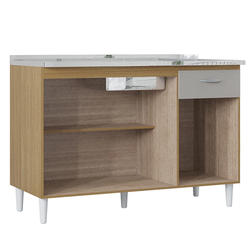 Balcão de Cozinha Com Pia 120cm Classic Damasco/Off Z46 - Mpozenato