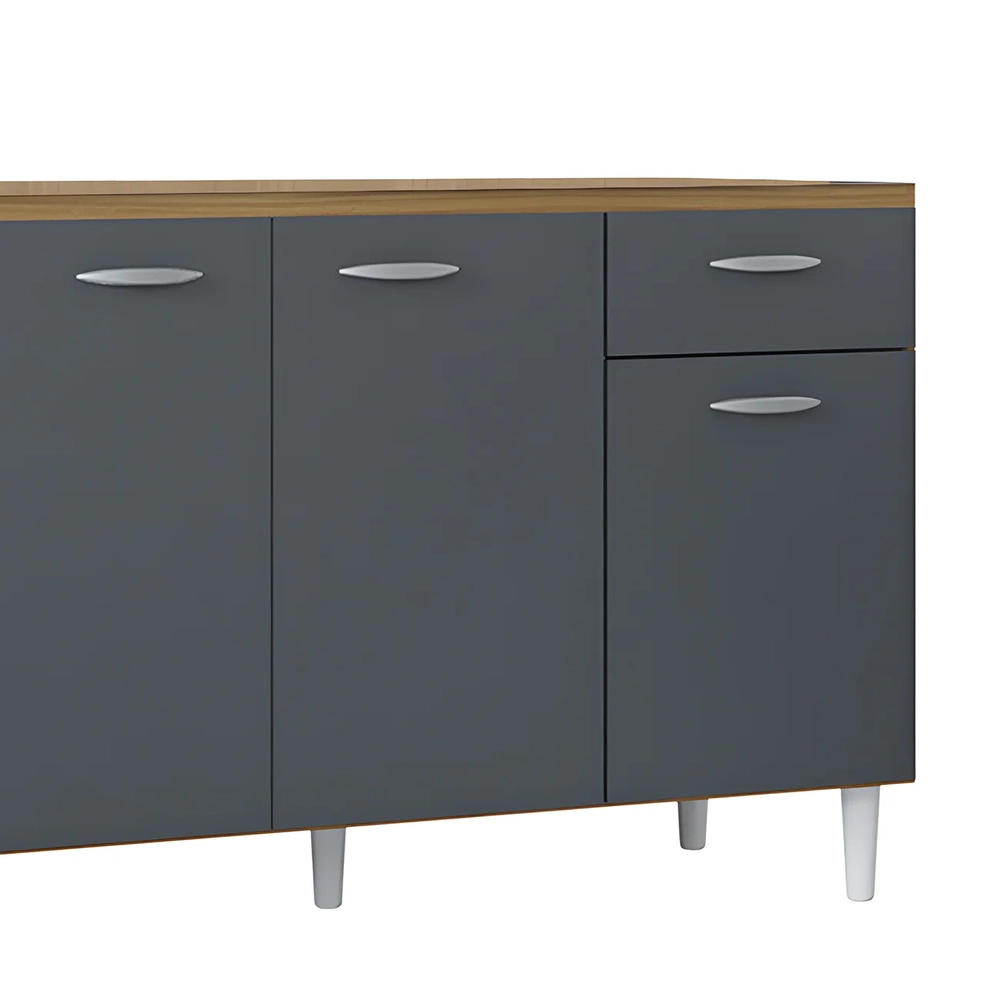 Armário de Cozinha e Balcão 120cm Classic Ripado Damasco Cinza Z46 - Mpozenato