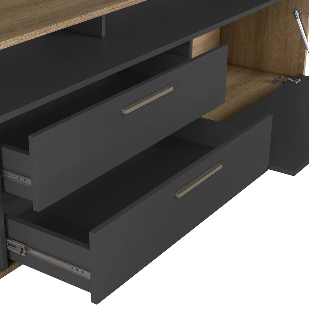 Rack TV 75 Pol 200cm Com LED 1 Porta Mova Mel/Grafite A05 - Mpozenato