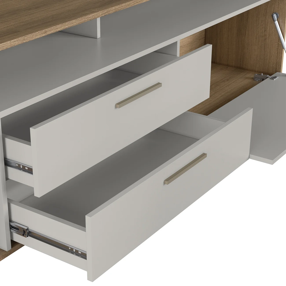 Rack TV 75 Pol 200cm Com LED 1 Porta Mova Mel/Arenas A05 - Mpozenato