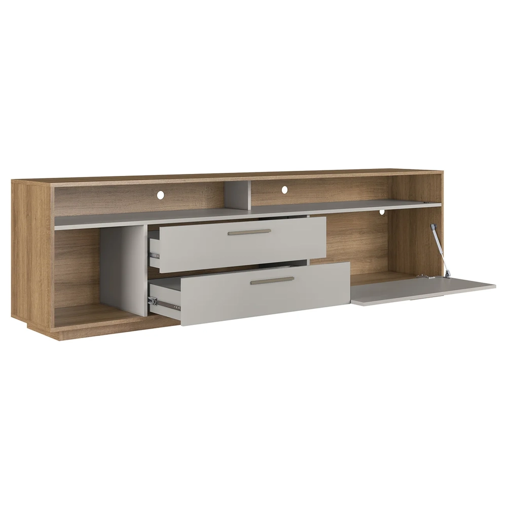 Rack TV 75 Pol 200cm Com LED 1 Porta Mova Mel/Arenas A05 - Mpozenato