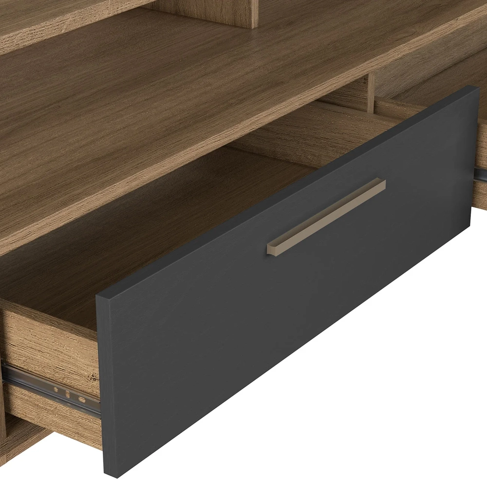 Rack TV 75 Pol 200cm Com LED 1 Porta Sira Mel/Grafite A05 - Mpozenato