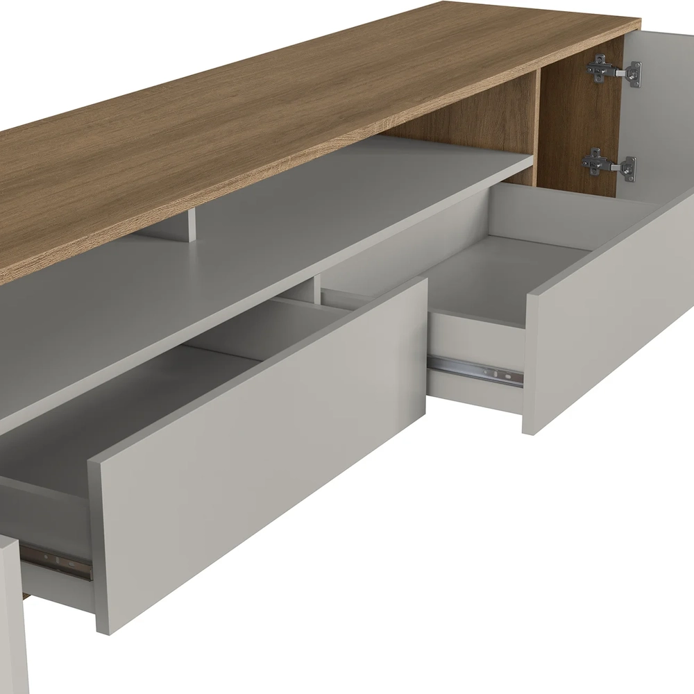 Rack TV 75 Pol 200cm Com LED Pés Palito Caza Mel/Arenas A05 - Mpozenato