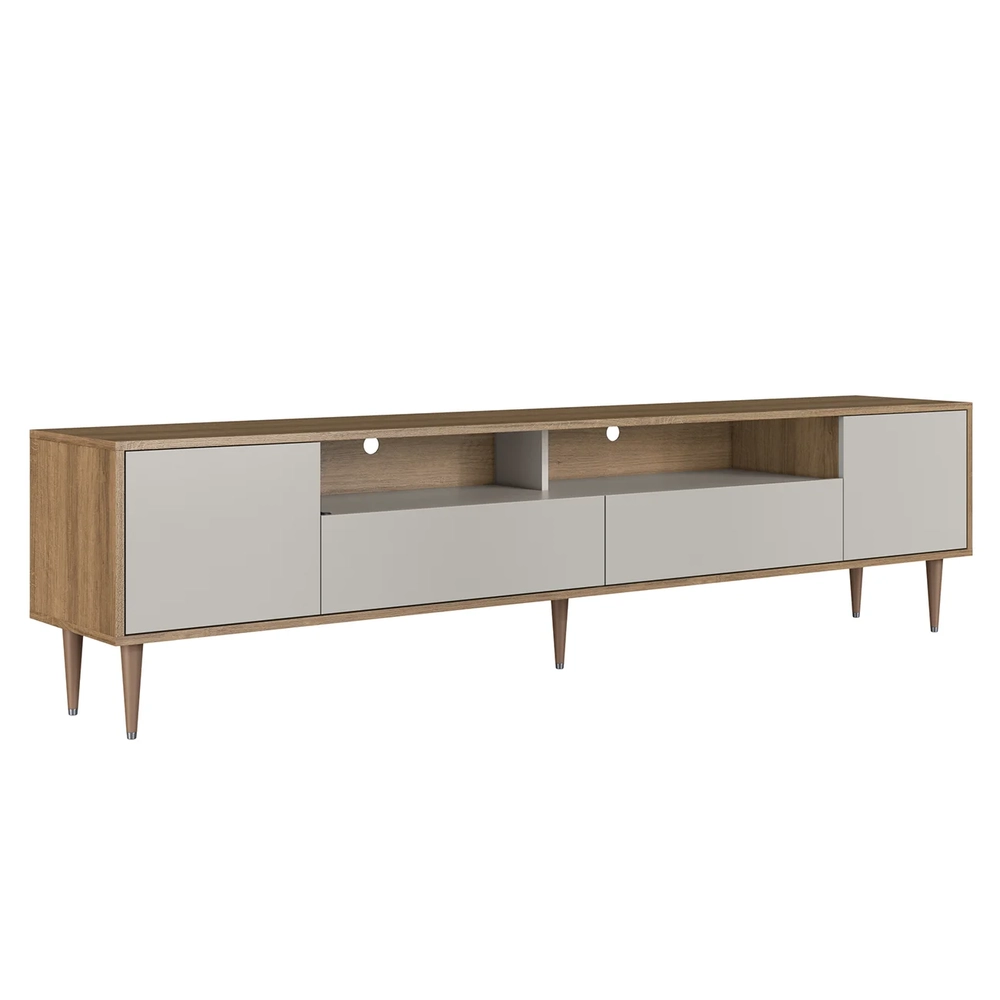 Rack TV 75 Pol 200cm Com LED Pés Palito Caza Mel/Arenas A05 - Mpozenato