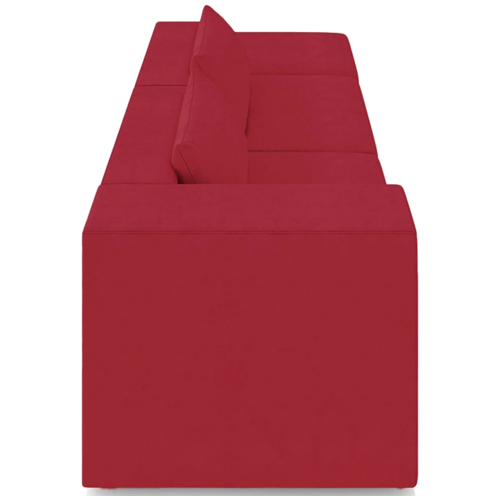 Sofá 4 Lugares 303cm Com Puff Direito Fay Veludo Vermelho Z55 - Mpozenato