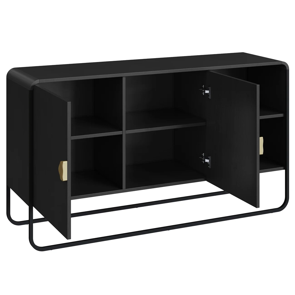 Rack TV 70 Pol Com Buffet e Aparador Mario Nero/Preto A10 - Mpozenato