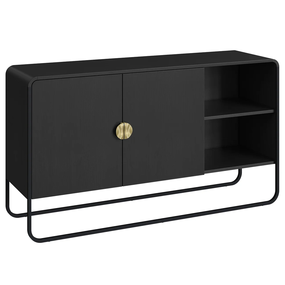 Rack TV 70 Pol Com Buffet e Aparador Mario Nero/Preto A10 - Mpozenato