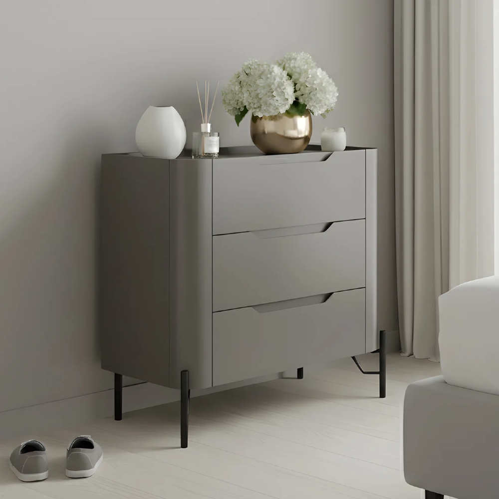 Mesa Cabeceira Para Quarto 68cm Kit 2 Blen Grigio/Preto I06 - Mpozenato