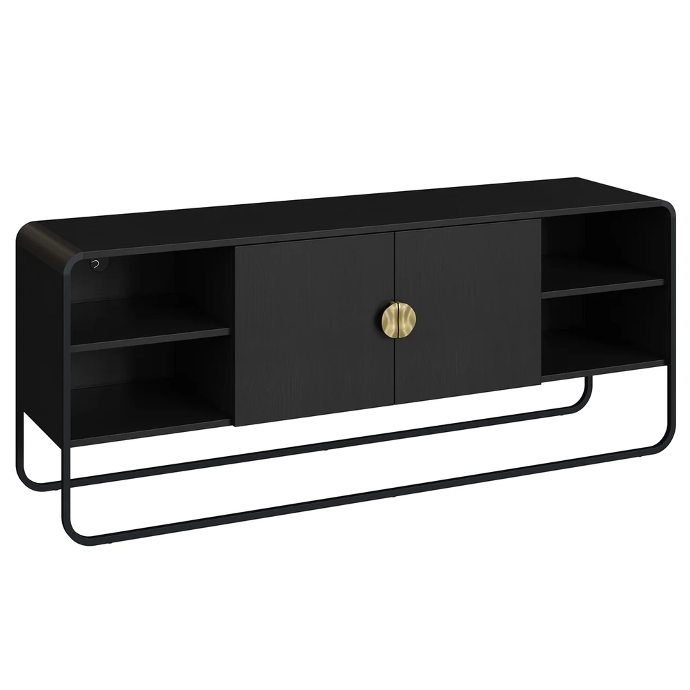 Rack TV 65 Pol Com Buffet e Aparador Mario Nero/Preto A10 - Mpozenato