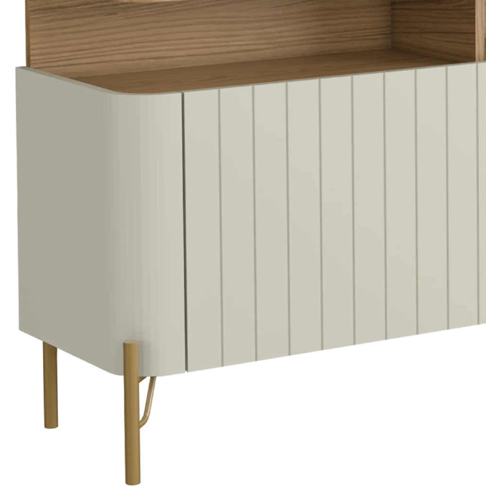 Painel TV 55 Pol e Rack Sala Porta Brise Blen Louro/Luna/Dourado I06 - Mpozenato