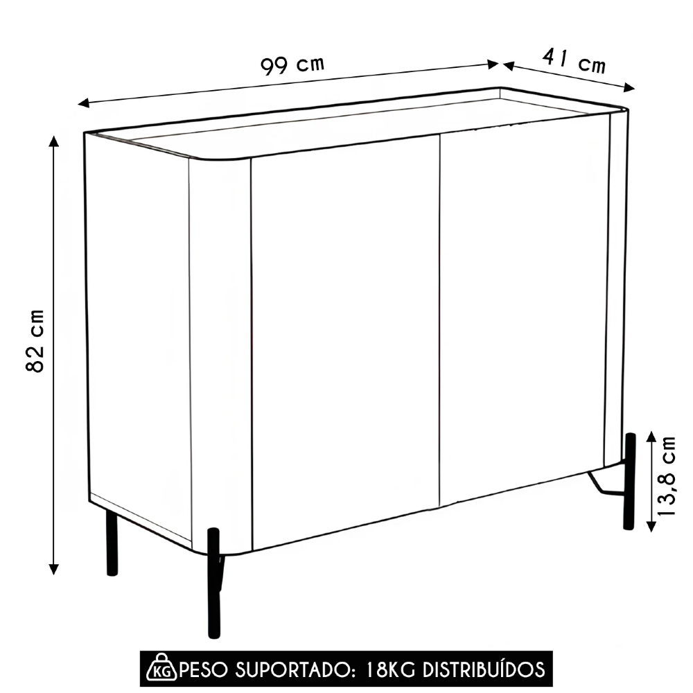 Buffet Aparador 99cm 2 Portas Lisas Blen Musgo/Preto I06 - Mpozenato