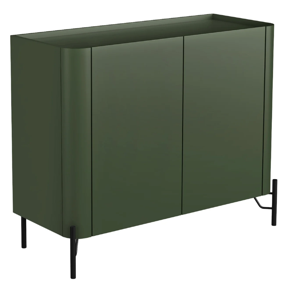 Buffet Aparador 99cm 2 Portas Lisas Blen Musgo/Preto I06 - Mpozenato