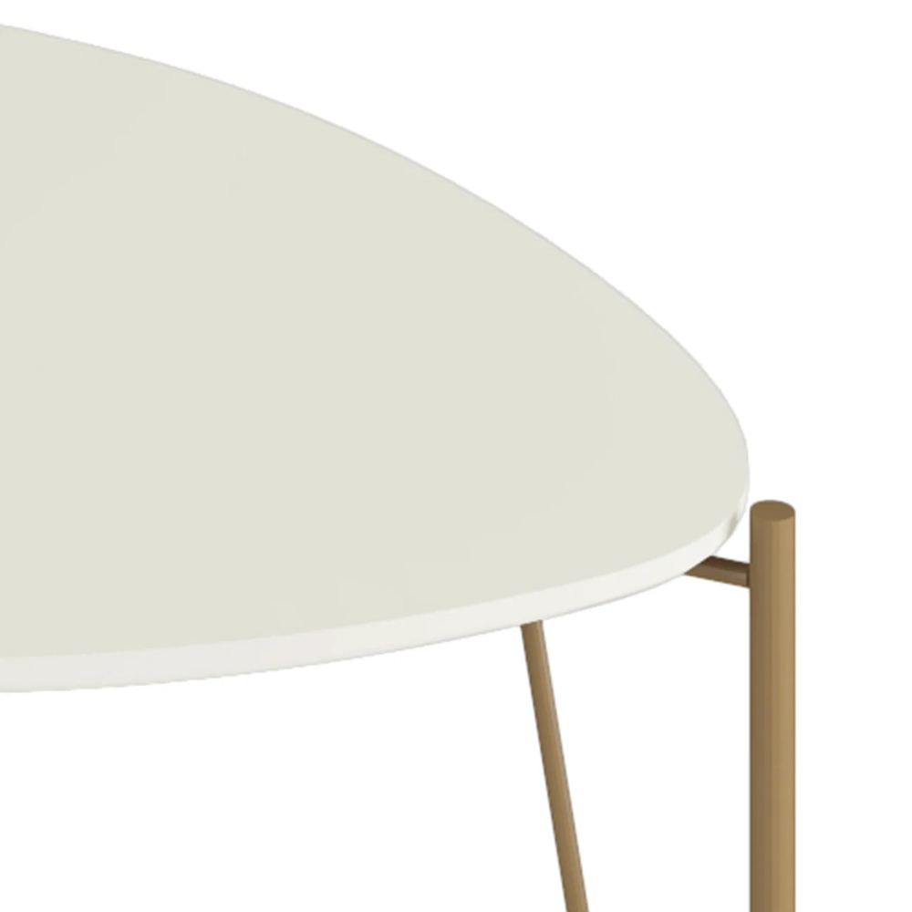 Mesa Lateral Alta Para Sala Pés Metálicos Blen Luna/Dourado I06 - Mpozenato