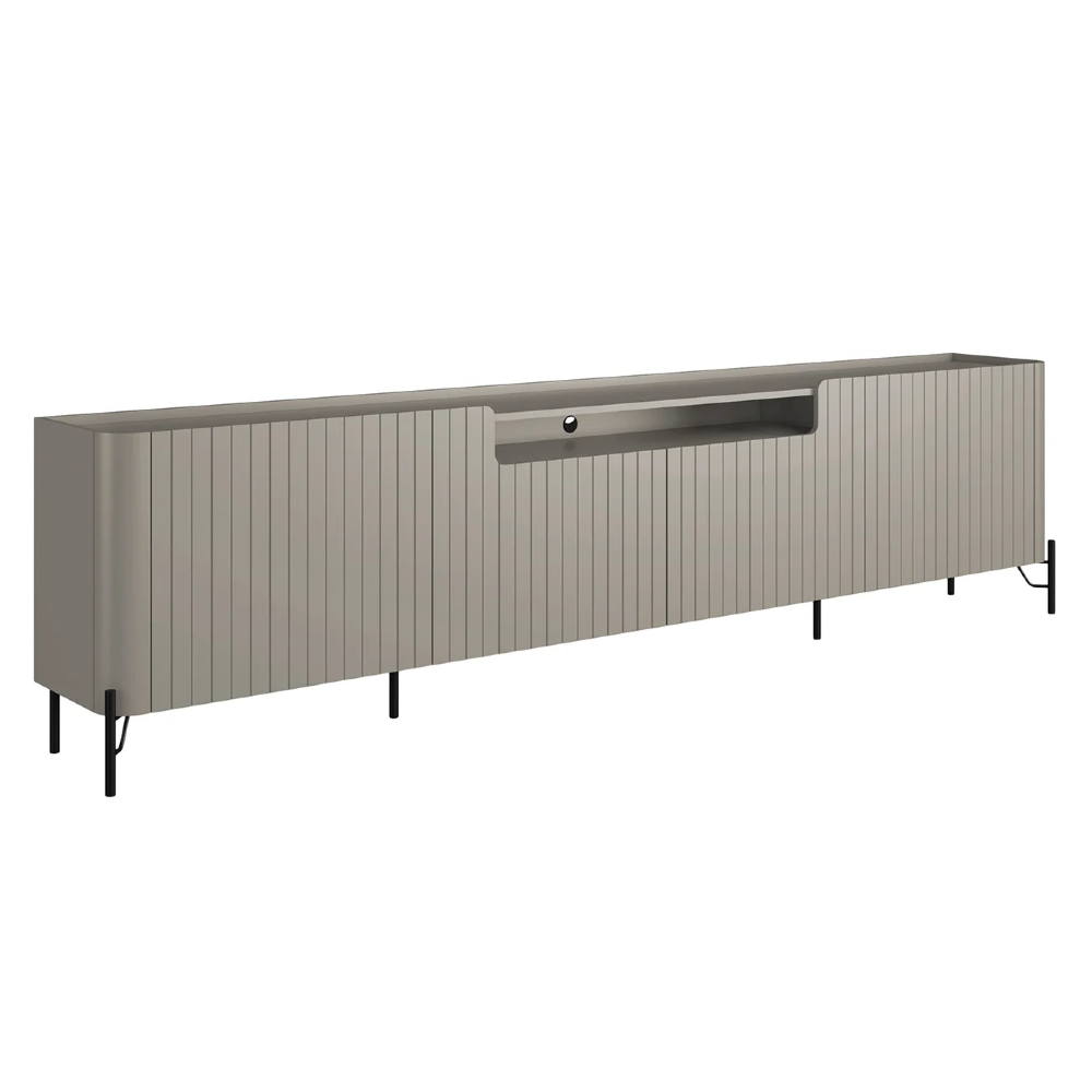 Rack TV 85 Pol 260cm 4 Portas Brise Blen Grigio/Preto I06 - Mpozenato