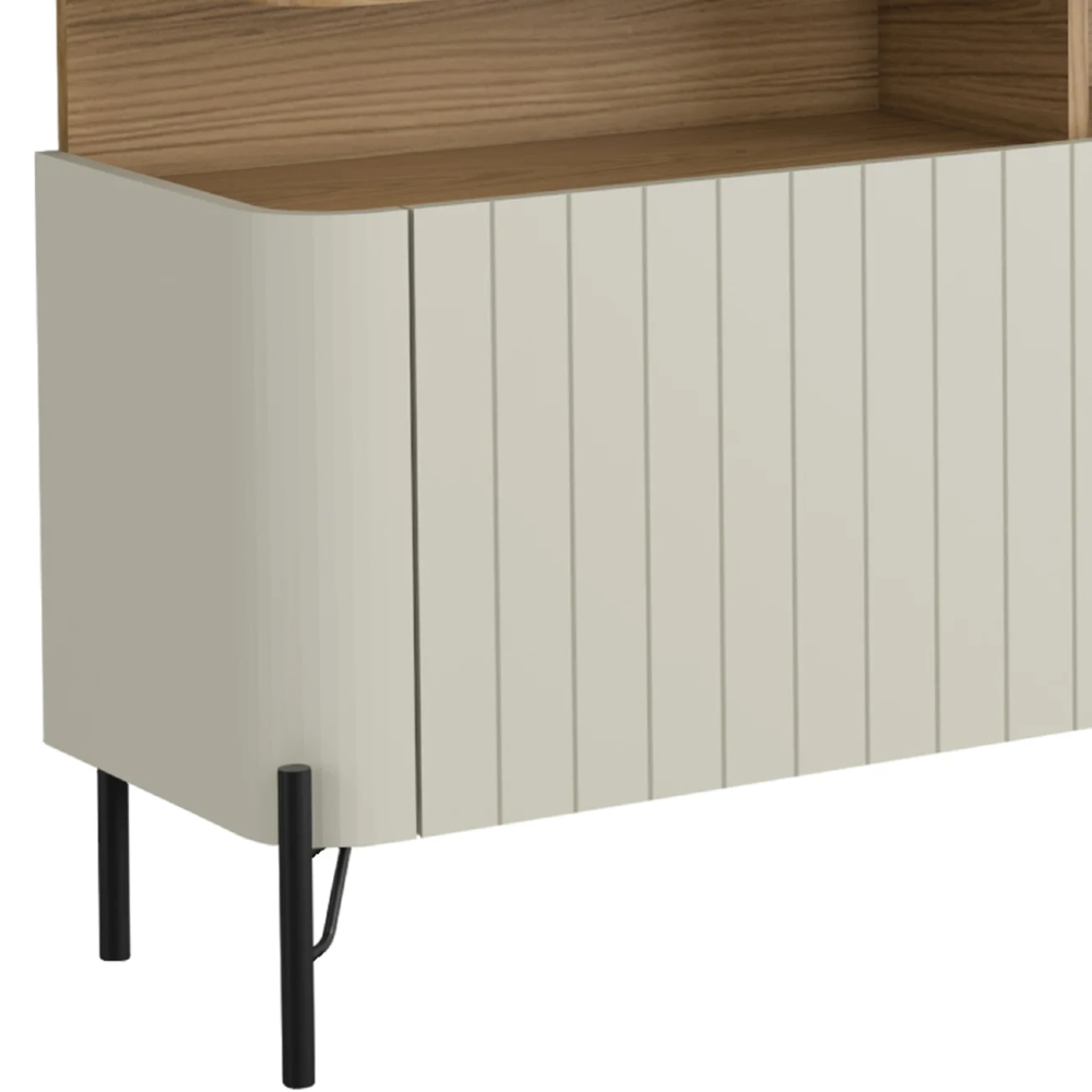 Rack TV 75 Pol 220cm Portas Brise Blen Louro/Luna/Preto I06 - Mpozenato