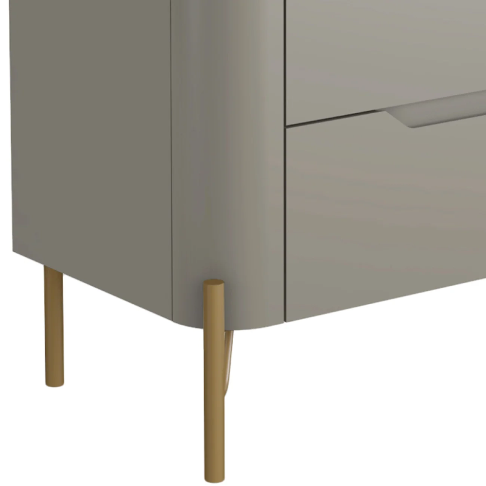 Mesa Cabeceira Para Quarto 68cm Kit 2 Becca Grigio/Dourado I06 - Mpozenato