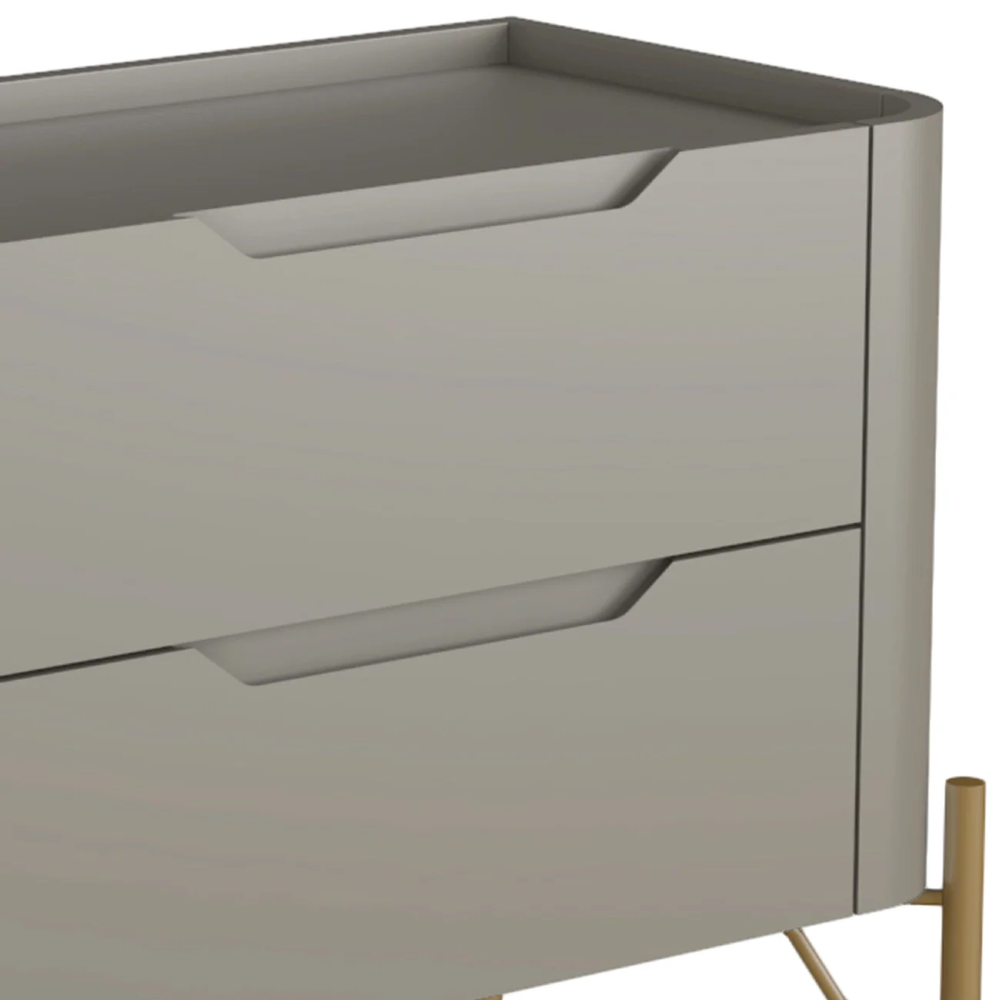 Mesa Cabeceira Para Quarto 68cm Kit 2 Becca Grigio/Dourado I06 - Mpozenato
