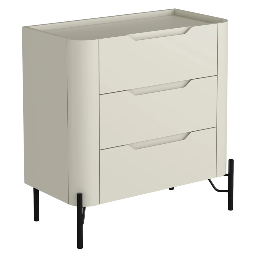 Mesa Cabeceira Quarto 68cm 3 Gavetas Blen Luna/Preto I06 - Mpozenato