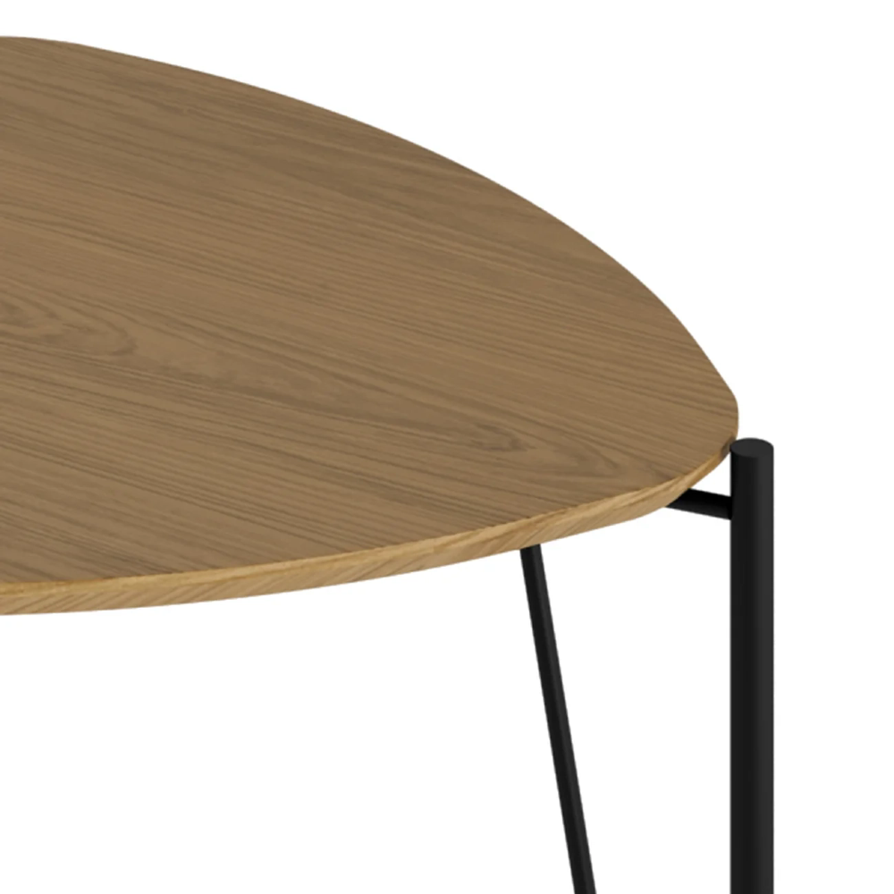 Mesa Lateral Baixa Para Sala Pés Metálicos Blen Louro/Preto I06 - Mpozenato