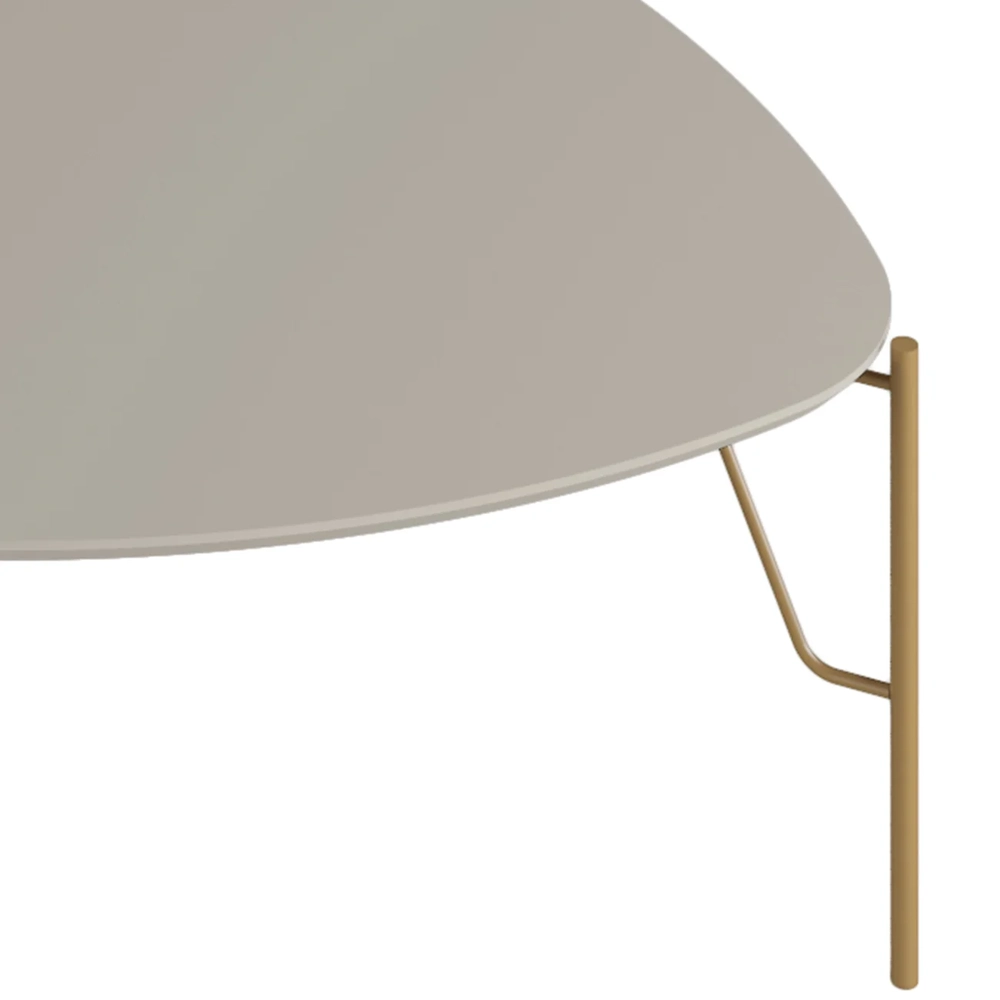 Mesa de Centro Baixa Para Sala Pés Metálicos Blen Grigio/Dourado I06 - Mpozenato