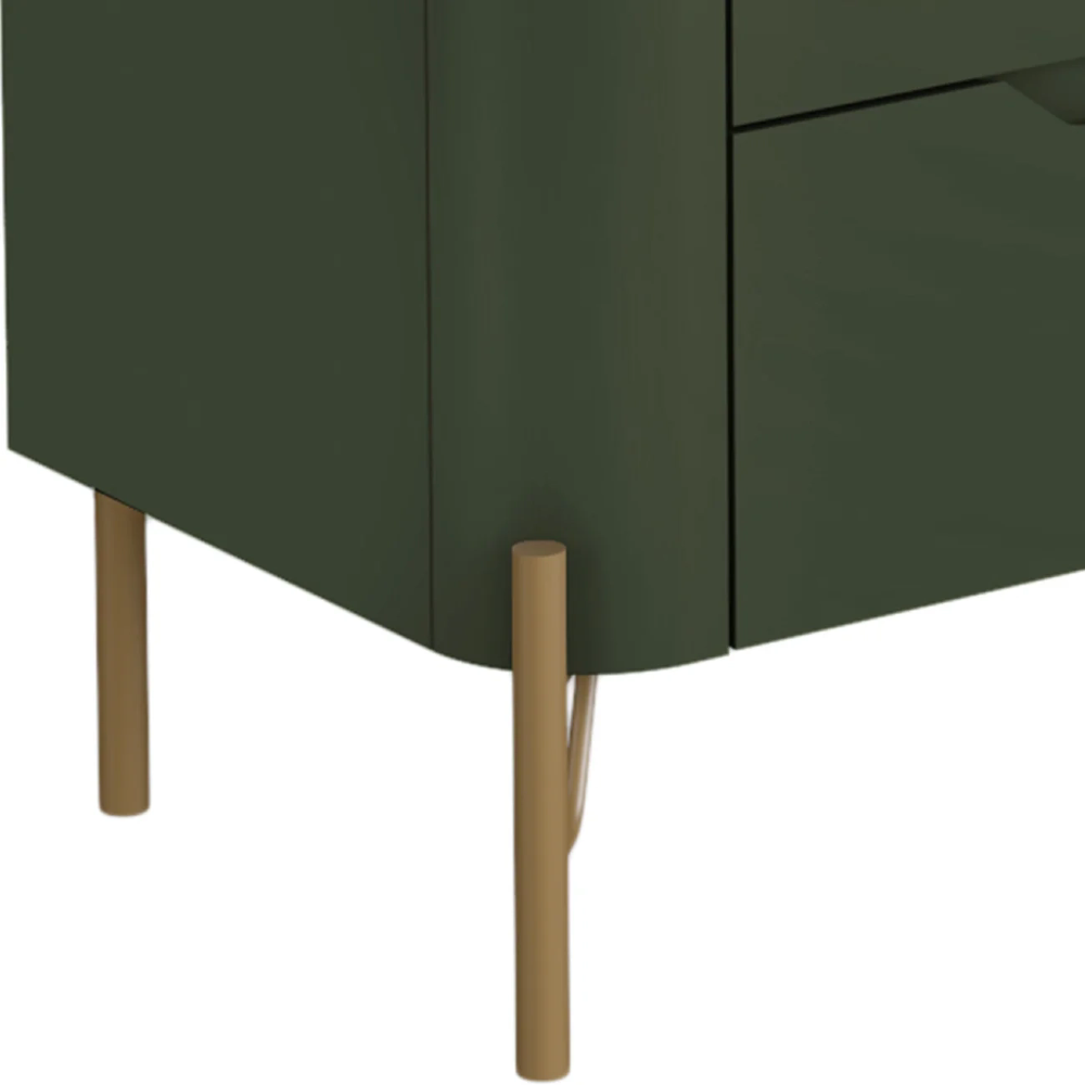 Mesa Cabeceira Para Quarto 68cm Kit 2 Blen Musgo/Dourado I06 - Mpozenato