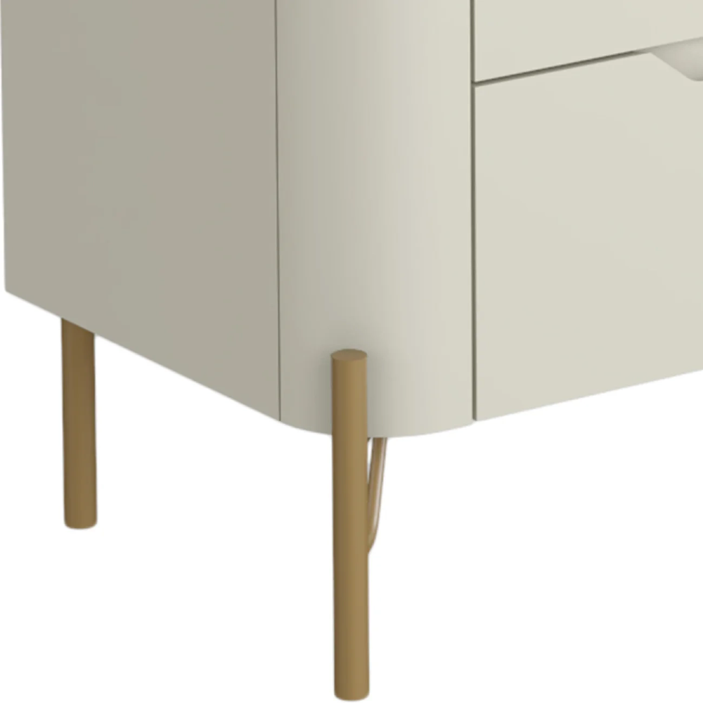 Mesa Cabeceira Quarto 68cm 3 Gavetas Blen Luna/Dourado I06 - Mpozenato