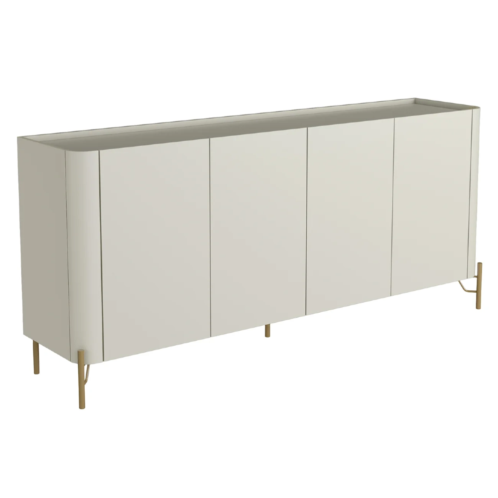 Buffet Aparador 180cm 4 Portas Lisas Blen Luna/Dourado I06 - Mpozenato