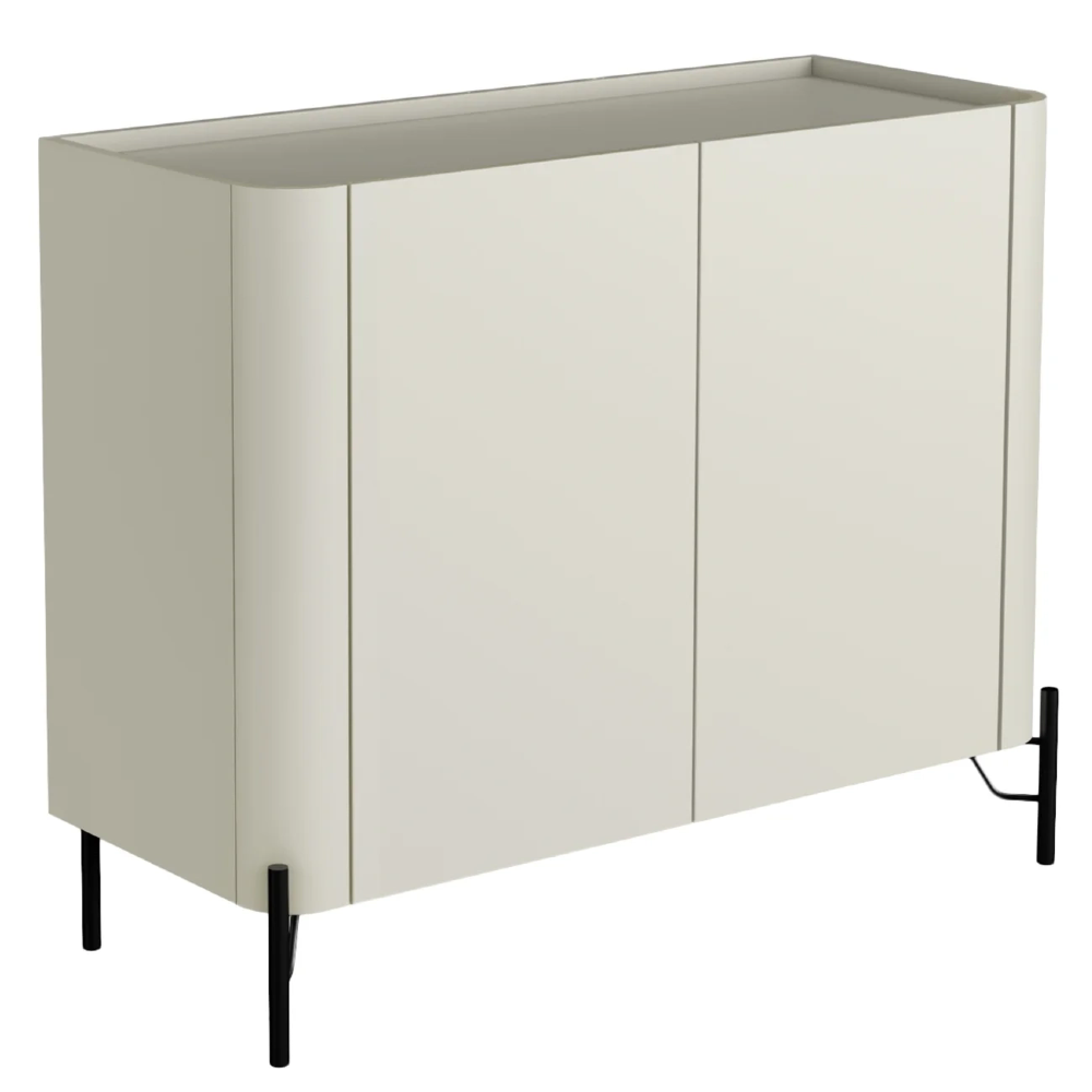 Buffet Aparador 99cm 2 Portas Lisas Blen Luna/Preto I06 - Mpozenato