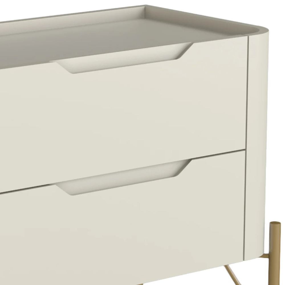 Mesa Cabeceira Quarto 68cm 2 Gavetas Becca Luna/Dourado I06 - Mpozenato