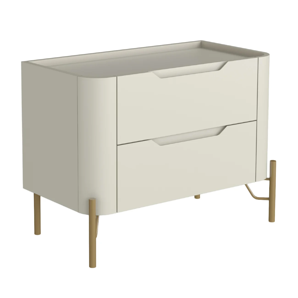 Mesa Cabeceira Quarto 68cm 2 Gavetas Becca Luna/Dourado I06 - Mpozenato
