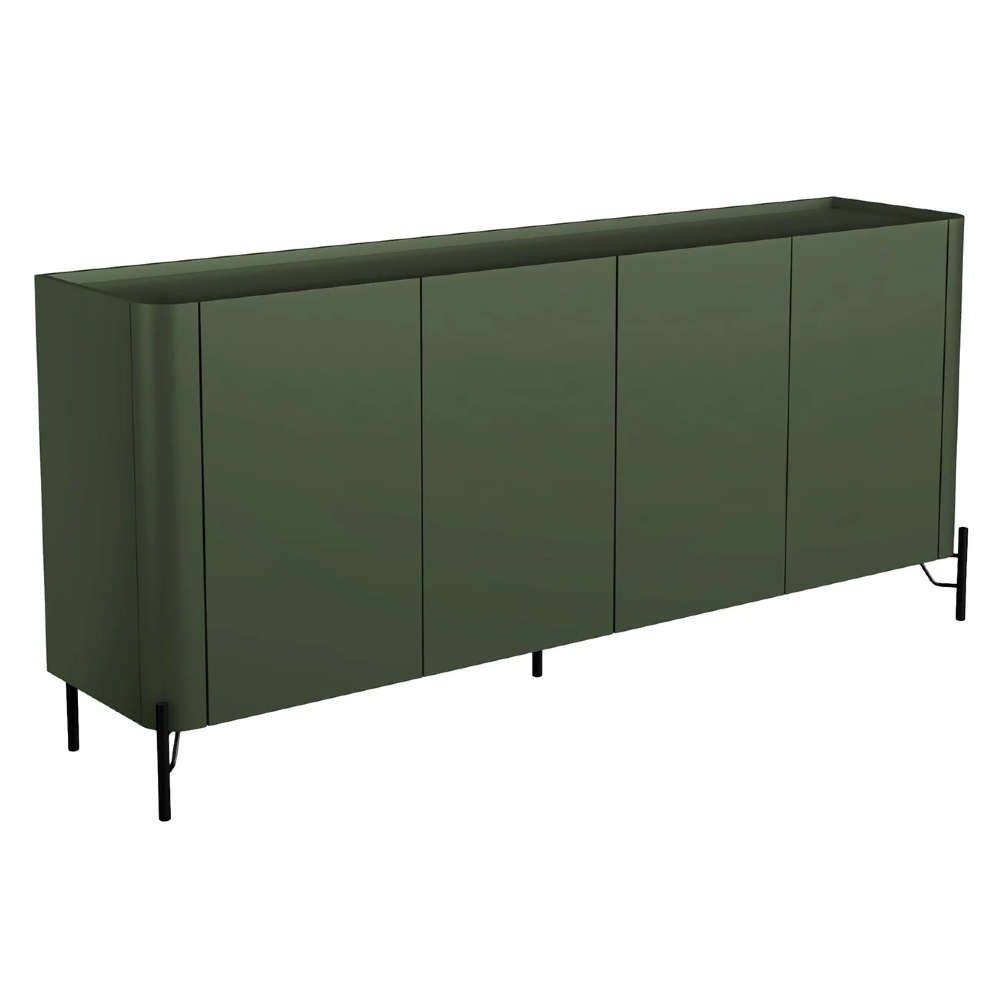 Buffet Aparador 180cm 4 Portas Lisas Blen Musgo/Preto I06 - Mpozenato