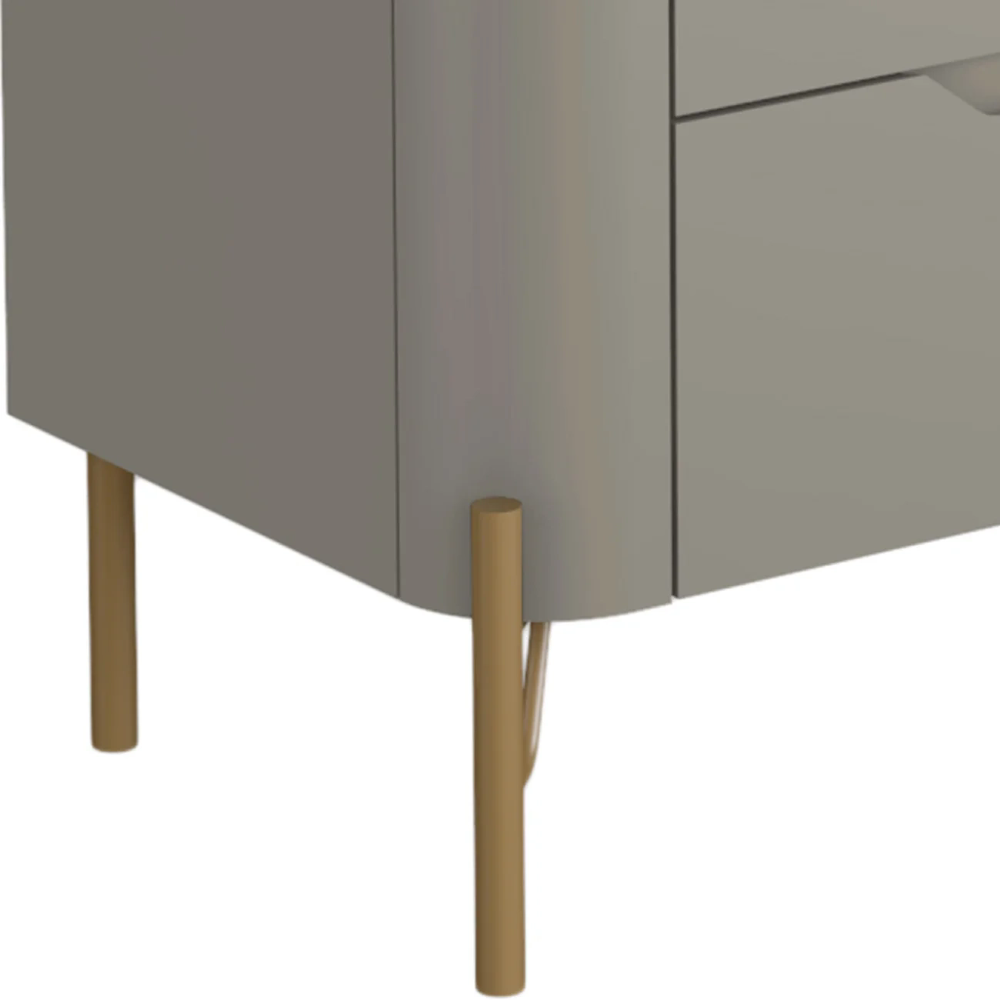 Mesa Cabeceira Para Quarto 68cm Kit 2 Blen Grigio/Dourado I06 - Mpozenato