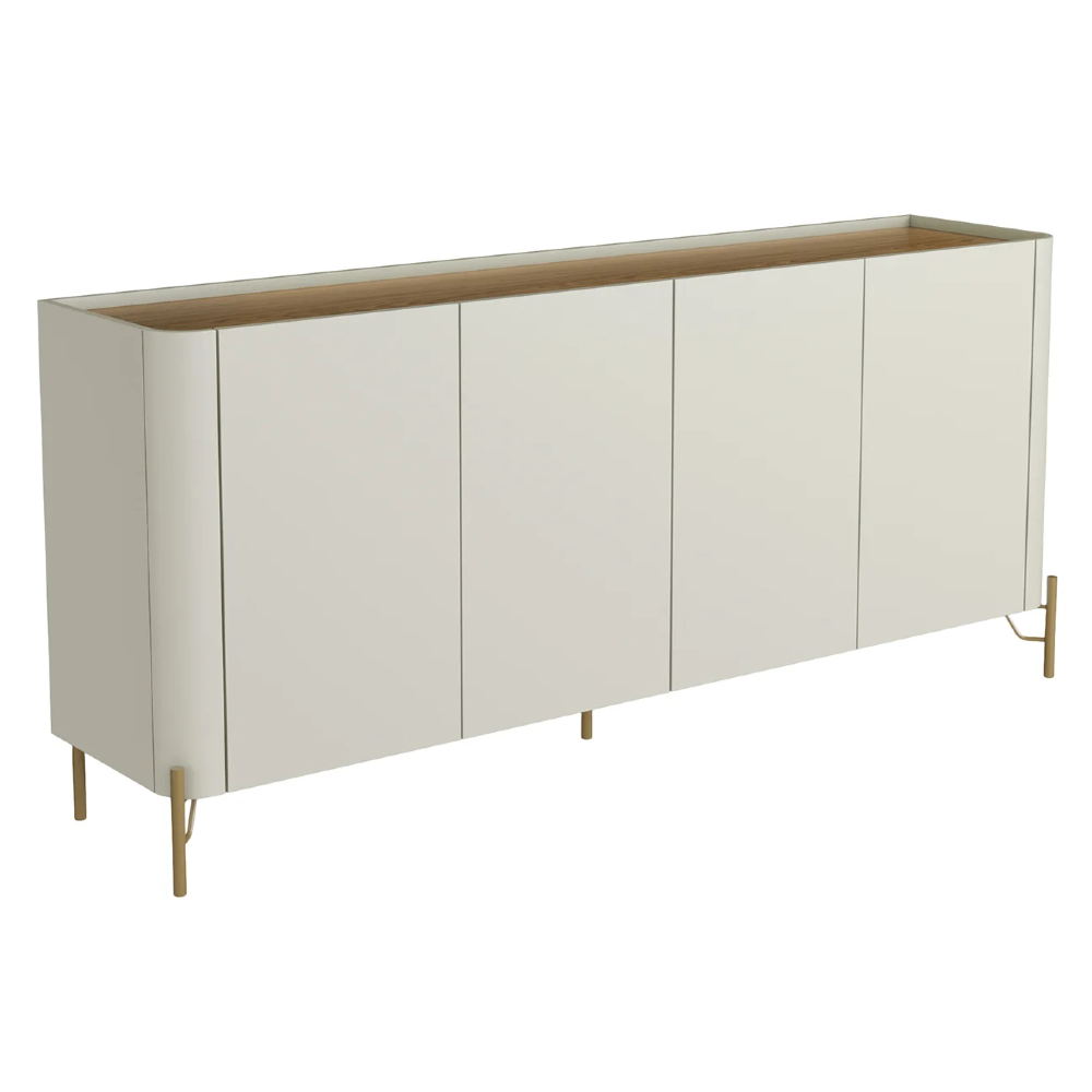 Buffet Aparador 180cm 4 Portas Lisas Blen Louro/Luna/Dourado I06 - Mpozenato
