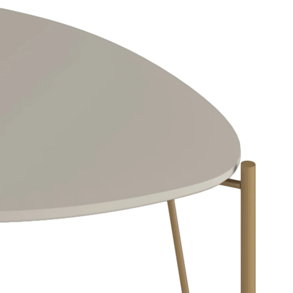 Mesa Lateral Baixa Para Sala Pés Metálicos Blen Grigio/Dourado I06 - Mpozenato