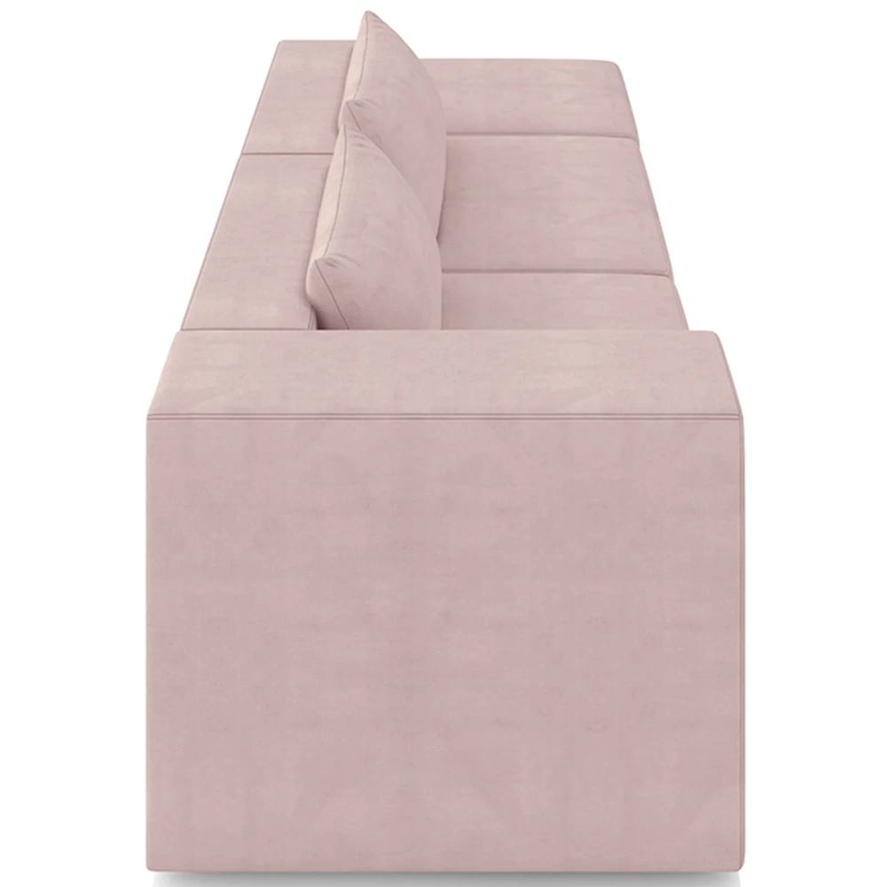 Sofá 4 Lugares 303cm Com Puff Direito Fay Veludo Rose Z55 - Mpozenato