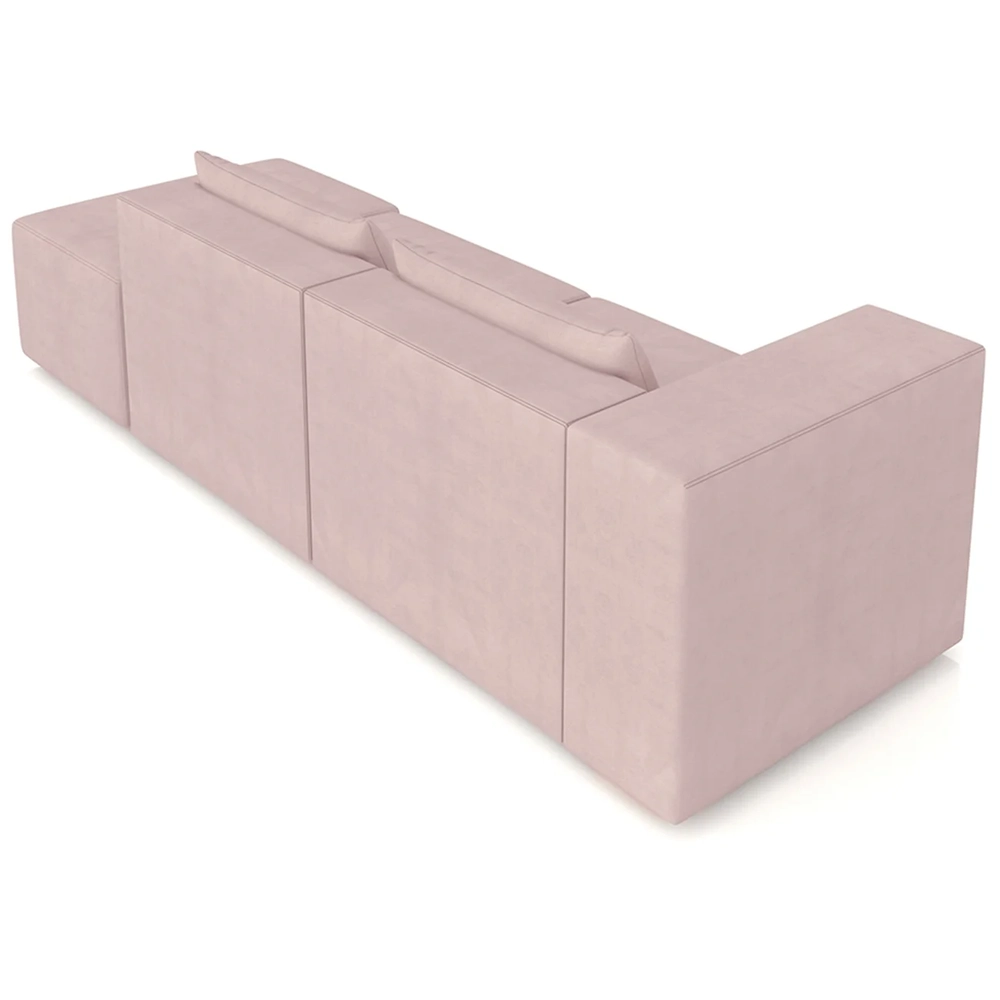 Sofá 4 Lugares 303cm Com Puff Direito Fay Veludo Rose Z55 - Mpozenato