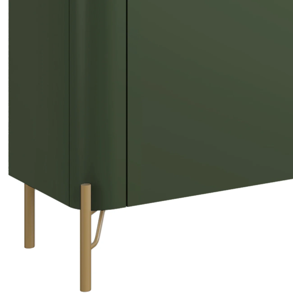 Rack TV 85 Pol 260cm 4 Portas Lisas Blen Musgo/Dourado I06 - Mpozenato