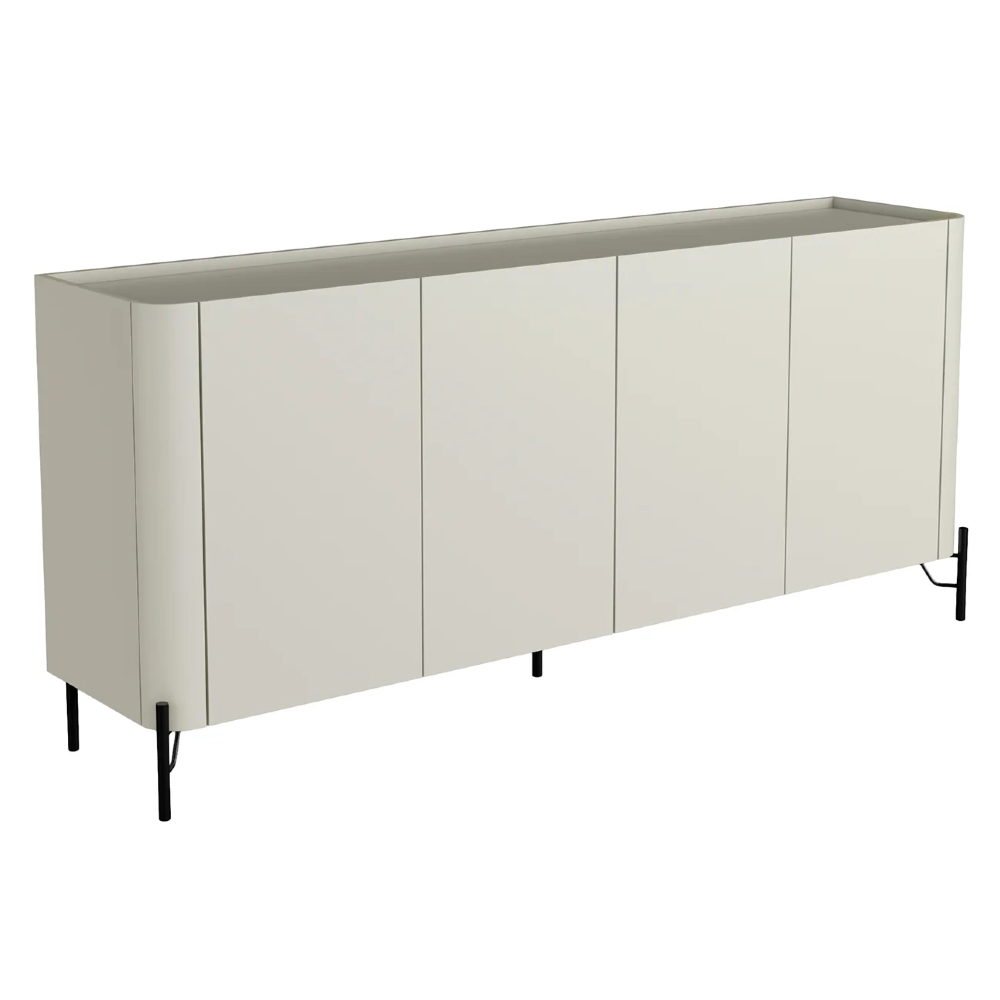Buffet Aparador 180cm 4 Portas Lisas Blen Luna/Preto I06 - Mpozenato